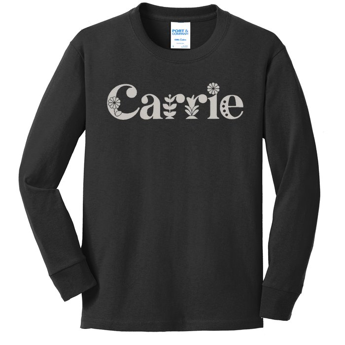 Carrie Name Custom Flower Personalized Botanical Women Mom Kids Long Sleeve Shirt