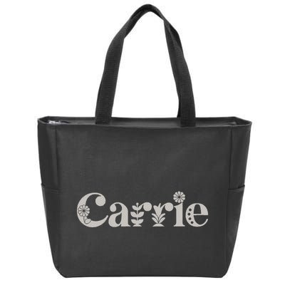 Carrie Name Custom Flower Personalized Botanical Women Mom Zip Tote Bag