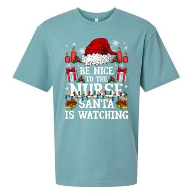 Christmas Nurse Cool Gift Be Nice To The Nurse Santa Is Watching Gift Sueded Cloud Jersey T-Shirt