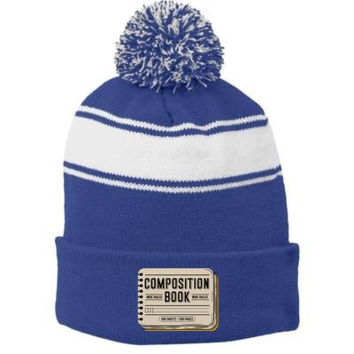 Composition Notebook Costume Stripe Pom Pom Beanie