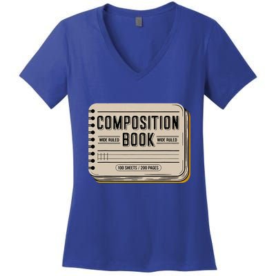 Composition Notebook Costume Women's V-Neck T-Shirt