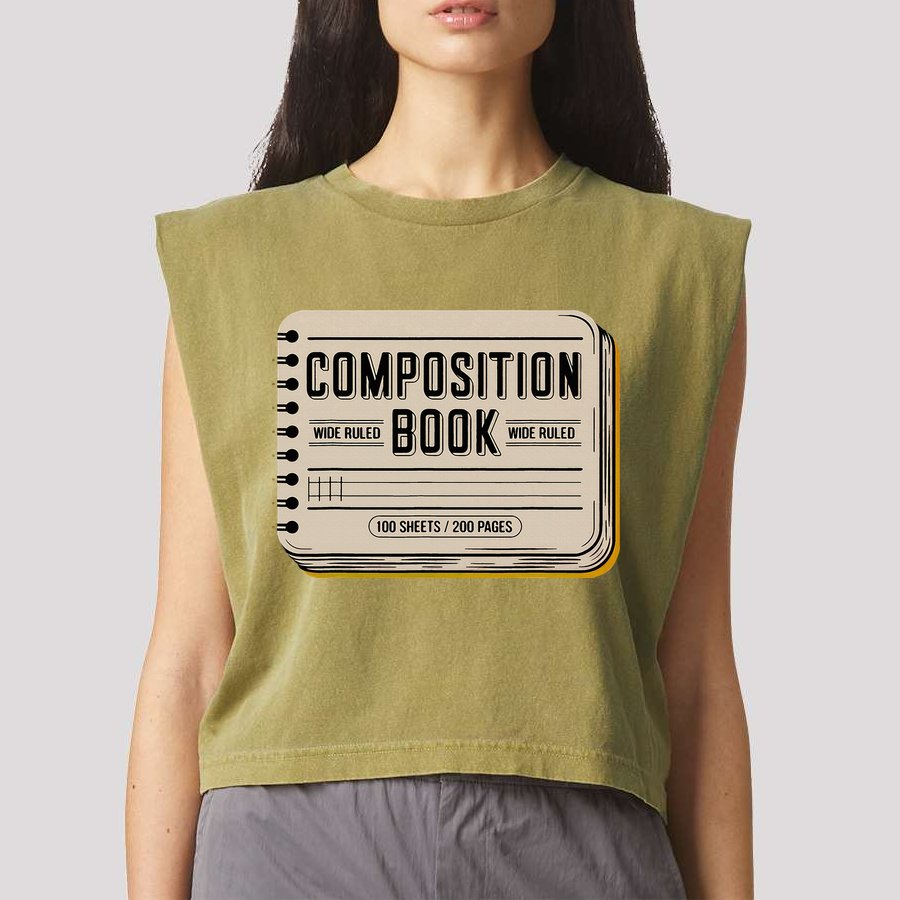 Composition Notebook Costume Garment-Dyed Women's Muscle Tee