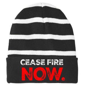 Ceasefire NOW Striped Beanie with Solid Band