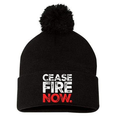 Ceasefire NOW Pom Pom 12in Knit Beanie