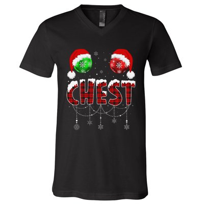 Chest Nuts Christmas Matching Couple Chestnuts V-Neck T-Shirt