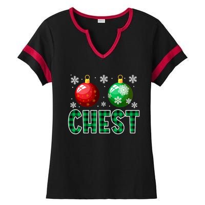 Chest Nuts Christmas Funny Couples Christmas Chestnuts Ladies Halftime Notch Neck Tee