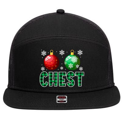 Chest Nuts Christmas Funny Couples Christmas Chestnuts 7 Panel Mesh Trucker Snapback Hat