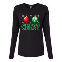 Chest Nuts Christmas Funny Couples Christmas Chestnuts Womens Cotton Relaxed Long Sleeve T-Shirt