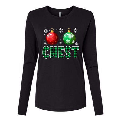 Chest Nuts Christmas Funny Couples Christmas Chestnuts Womens Cotton Relaxed Long Sleeve T-Shirt