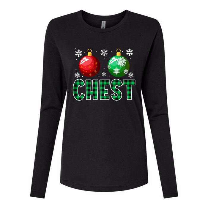 Chest Nuts Christmas Funny Couples Christmas Chestnuts Womens Cotton Relaxed Long Sleeve T-Shirt