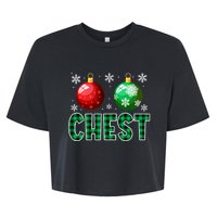 Chest Nuts Christmas Funny Couples Christmas Chestnuts Bella+Canvas Jersey Crop Tee