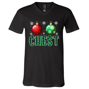 Chest Nuts Christmas Funny Couples Christmas Chestnuts V-Neck T-Shirt