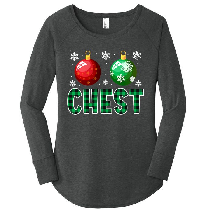 Chest Nuts Christmas Funny Couples Christmas Chestnuts Women's Perfect Tri Tunic Long Sleeve Shirt