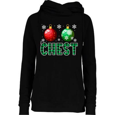 Chest Nuts Christmas Funny Couples Christmas Chestnuts Womens Funnel Neck Pullover Hood