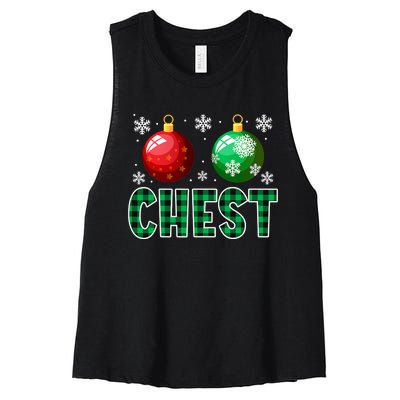 Chest Nuts Christmas Funny Couples Christmas Chestnuts Women's Racerback Cropped Tank