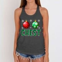 Chest Nuts Christmas Funny Couples Christmas Chestnuts Women's Knotted Racerback Tank