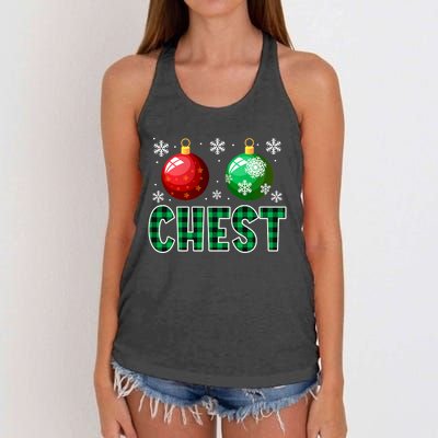 Chest Nuts Christmas Funny Couples Christmas Chestnuts Women's Knotted Racerback Tank