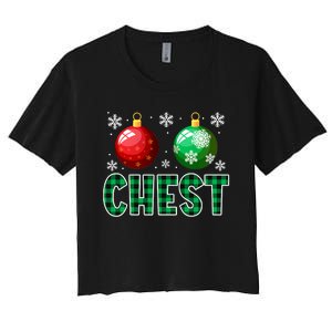 Chest Nuts Christmas Funny Couples Christmas Chestnuts Women's Crop Top Tee