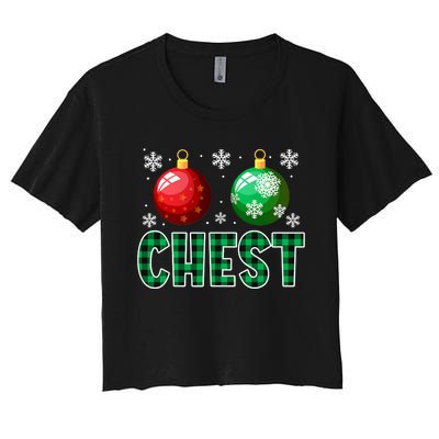 Chest Nuts Christmas Funny Couples Christmas Chestnuts Women's Crop Top Tee