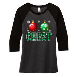 Chest Nuts Christmas Funny Couples Christmas Chestnuts Women's Tri-Blend 3/4-Sleeve Raglan Shirt