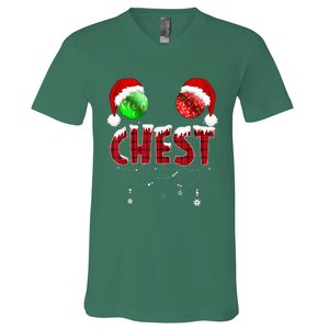 Chest Nuts Christmas Funny Matching Couple Chestnuts V-Neck T-Shirt