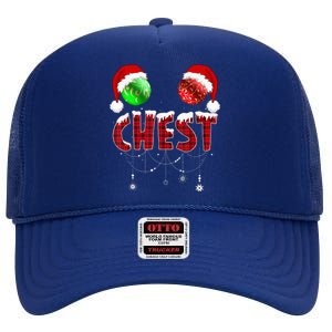 Chest Nuts Christmas Funny Matching Couple Chestnuts High Crown Mesh Back Trucker Hat