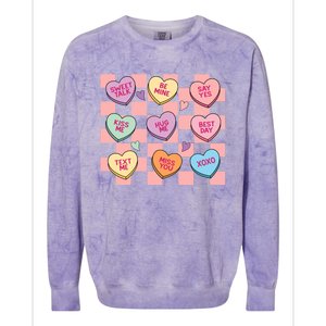 Cute Nurse Conversation Hearts Valentines Day Nursing Gift Colorblast Crewneck Sweatshirt