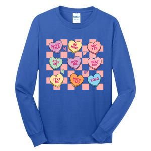 Cute Nurse Conversation Hearts Valentines Day Nursing Gift Tall Long Sleeve T-Shirt