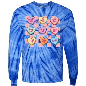 Cute Nurse Conversation Hearts Valentines Day Nursing Gift Tie-Dye Long Sleeve Shirt