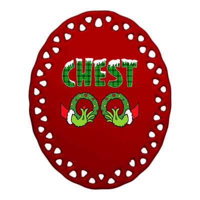 chest nuts christmas   matching couple chestnuts  Ceramic Oval Ornament