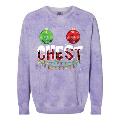 Chest Nuts Christmas Shirts Funny Matching Couple Chestnuts Colorblast Crewneck Sweatshirt