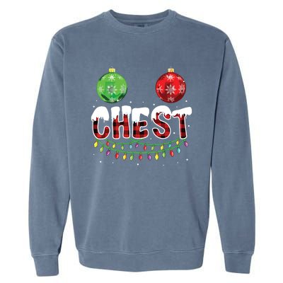 Chest Nuts Christmas Shirts Funny Matching Couple Chestnuts Garment-Dyed Sweatshirt