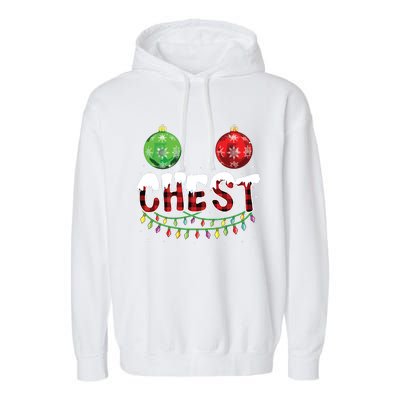 Chest Nuts Christmas Shirts Funny Matching Couple Chestnuts Garment-Dyed Fleece Hoodie