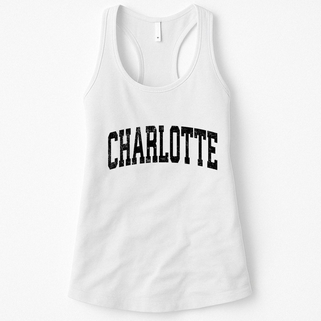 Charlotte North Carolina Nc Vintage Athletic Sports Design Sweat Womens Tank Top