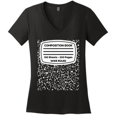 Composition Notebook Costume Matching Group Halloween Women's V-Neck T-Shirt