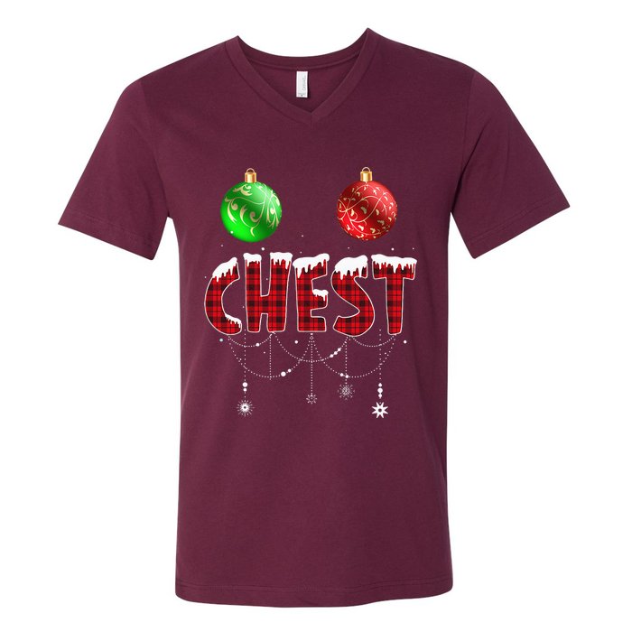 Chest Nuts Christmas Matching Couple Chestnuts V-Neck T-Shirt