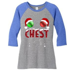 Chest Nuts Christmas Gift Funny Matching Couple Chestnuts Gift Women's Tri-Blend 3/4-Sleeve Raglan Shirt