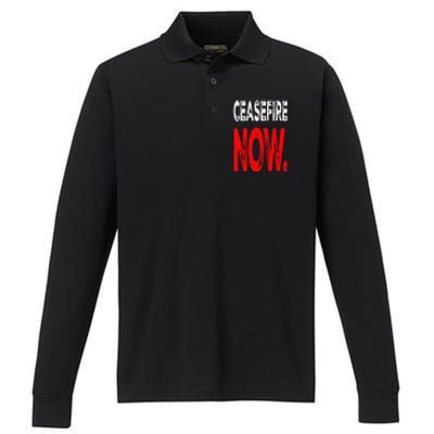 Ceasefire NOW Performance Long Sleeve Polo