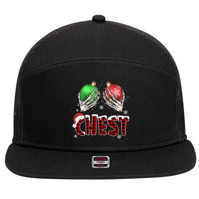 Chest Nuts Christmas Chestnuts Xmas Couple Matching Costume 7 Panel Mesh Trucker Snapback Hat