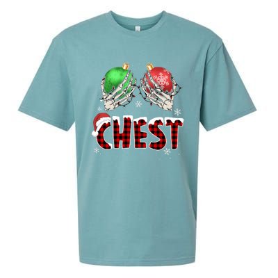 Chest Nuts Christmas Chestnuts Xmas Couple Matching Costume Sueded Cloud Jersey T-Shirt