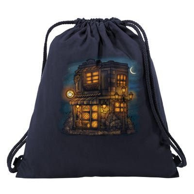 Cafe Night Drawstring Bag