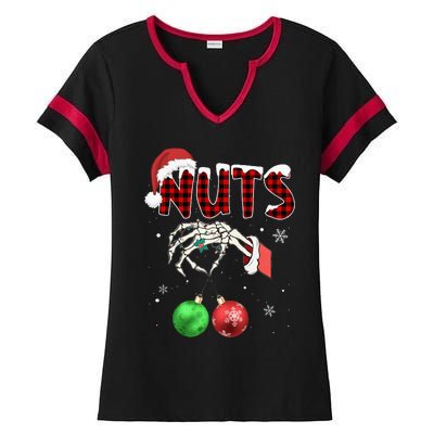 Chest Nuts Christmas Funny Xmas Couples  Ladies Halftime Notch Neck Tee