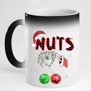 Chest Nuts Christmas Funny Xmas Couples  11oz Black Color Changing Mug