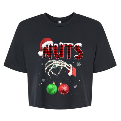 Chest Nuts Christmas Funny Xmas Couples  Bella+Canvas Jersey Crop Tee