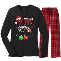 Chest Nuts Christmas Funny Xmas Couples  Women's Long Sleeve Flannel Pajama Set 