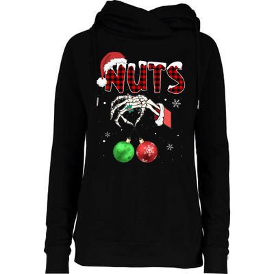 Chest Nuts Christmas Funny Xmas Couples  Womens Funnel Neck Pullover Hood