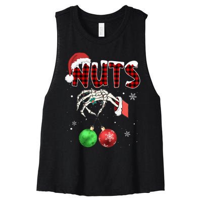 Chest Nuts Christmas Funny Xmas Couples  Women's Racerback Cropped Tank