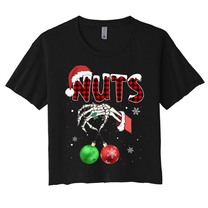 Chest Nuts Christmas Funny Xmas Couples  Women's Crop Top Tee