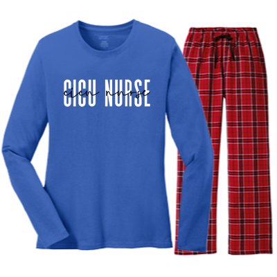 Cicu Nurse Cardiovascular Pediatric Cardiac Icu Nurse Gift Women's Long Sleeve Flannel Pajama Set 