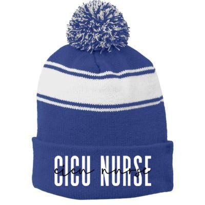 Cicu Nurse Cardiovascular Pediatric Cardiac Icu Nurse Gift Stripe Pom Pom Beanie